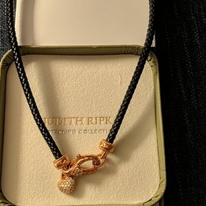 Judith Ripka 16" Braided Leather Rose Necklac